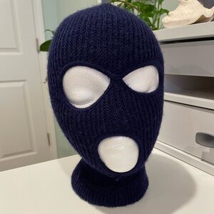 Men's Navy Blue Thermal Knit Full Face Cover Ski Mask 3 HOLE DESIGN